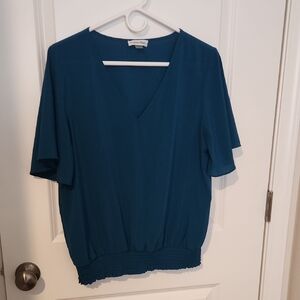 Calvin Klein Deep Teal V-Neck Blouse!
